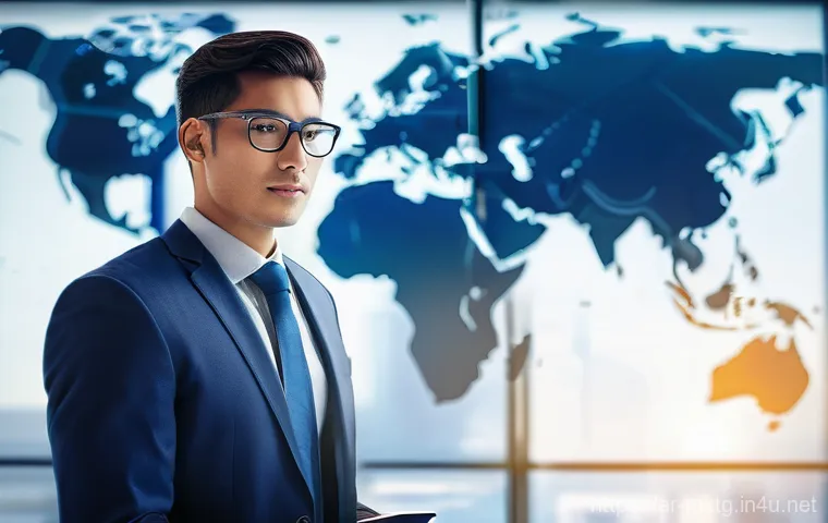 마케팅관리사 자격증 취득 후 해외 진출 가능성 - **Prompt 1: Global Marketing Leader's Journey**
    "A confident young professional, dressed in smar...