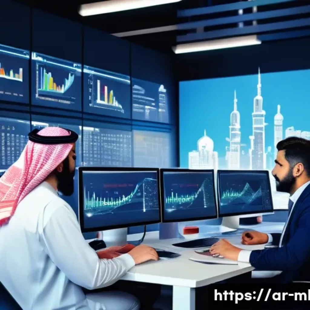 마케팅관리사 시험 대비 추천 마케팅 사례 - A vibrant digital marketing scene focused on the Arab world, featuring a diverse group of young prof...