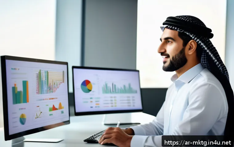마케팅관리사와 타 자격증 비교 - A professional Arab marketing manager in a modern office environment, wearing elegant business attir...