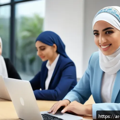 Home 17 마케팅관리사 관련 정부 지원 혜택 - A professional Middle Eastern woman in her late 20s attending a modern marketing training session in...